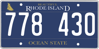 RI license plate 778430