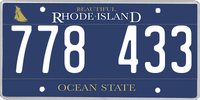 RI license plate 778433