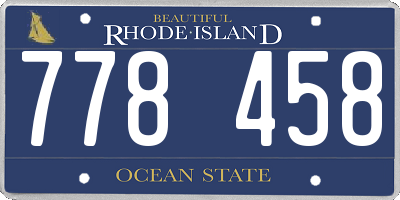 RI license plate 778458