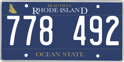 RI license plate 778492