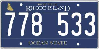 RI license plate 778533