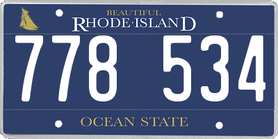 RI license plate 778534