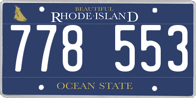 RI license plate 778553