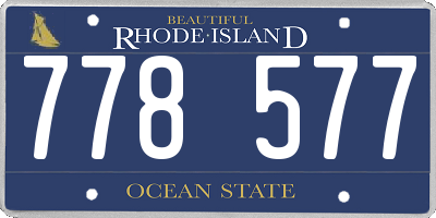RI license plate 778577