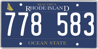 RI license plate 778583