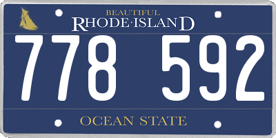 RI license plate 778592