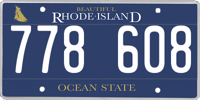 RI license plate 778608