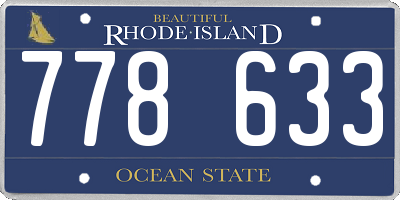 RI license plate 778633