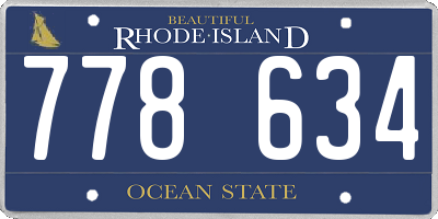RI license plate 778634