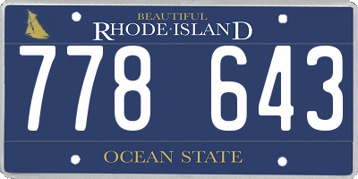RI license plate 778643
