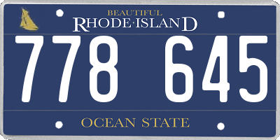 RI license plate 778645