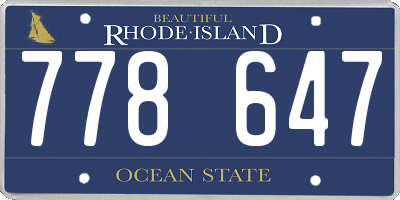 RI license plate 778647