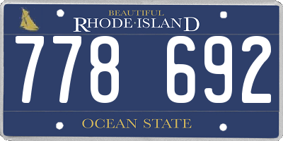 RI license plate 778692
