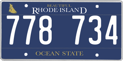 RI license plate 778734