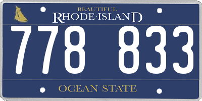 RI license plate 778833