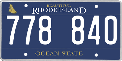 RI license plate 778840