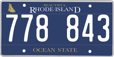 RI license plate 778843