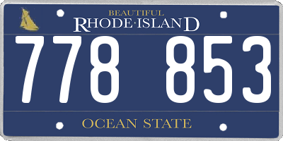 RI license plate 778853