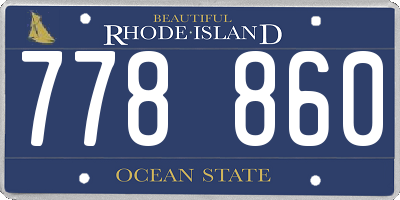 RI license plate 778860