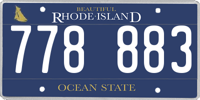 RI license plate 778883