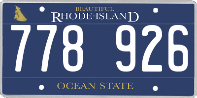 RI license plate 778926
