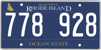 RI license plate 778928