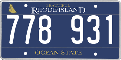 RI license plate 778931