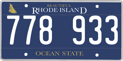RI license plate 778933