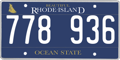 RI license plate 778936