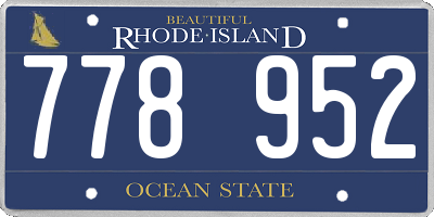RI license plate 778952
