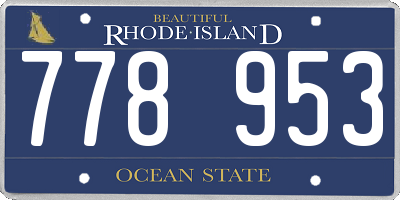 RI license plate 778953