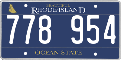 RI license plate 778954