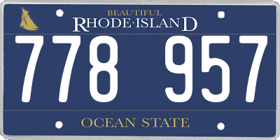RI license plate 778957