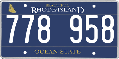RI license plate 778958