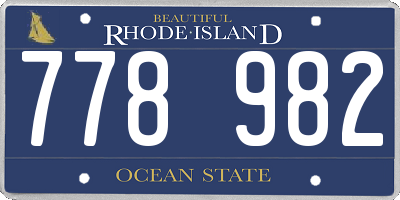 RI license plate 778982