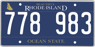 RI license plate 778983