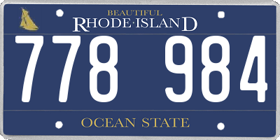 RI license plate 778984