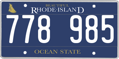 RI license plate 778985