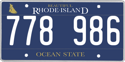 RI license plate 778986