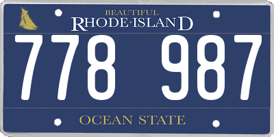RI license plate 778987