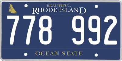 RI license plate 778992