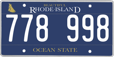 RI license plate 778998
