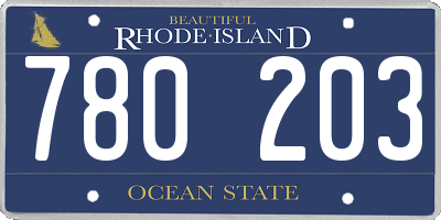 RI license plate 780203