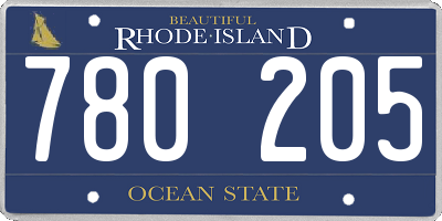 RI license plate 780205