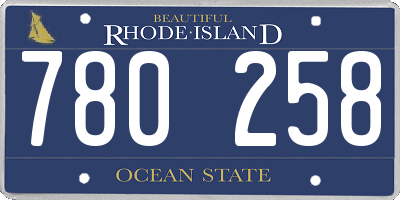 RI license plate 780258