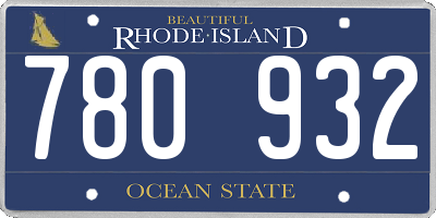 RI license plate 780932