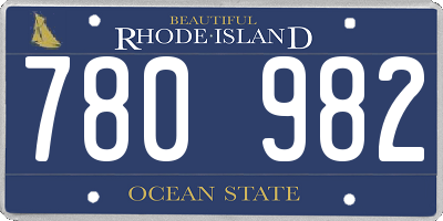 RI license plate 780982