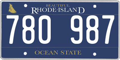 RI license plate 780987
