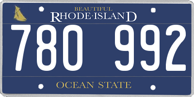 RI license plate 780992