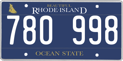 RI license plate 780998